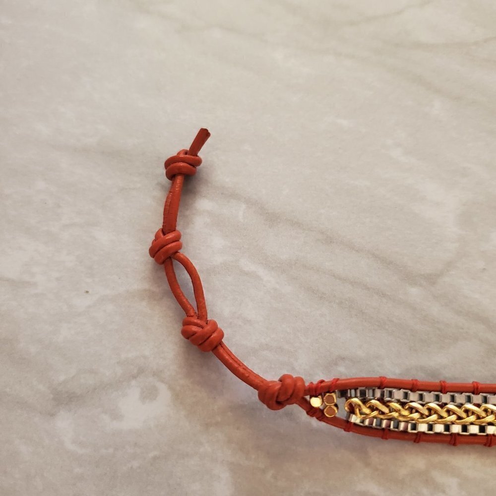 🧡 Stella and Dot Orange Cord Button Adjustable Box Chain Bracelet 🧡 - Picture 5 of 11